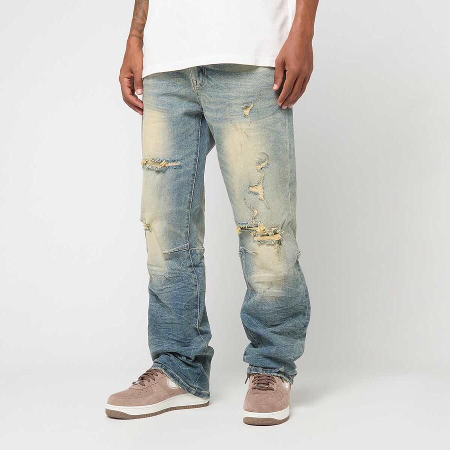 Smoke Rise Heavy Whisker Effect Jeans Men Spijkerbroeken blauw Kleding - Foto 3