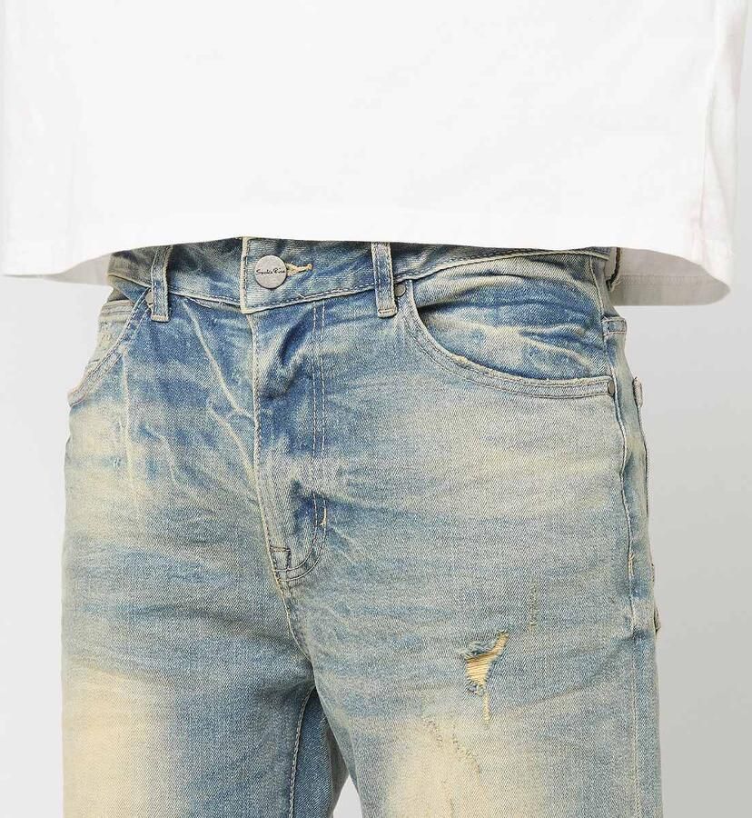 Smoke Rise Heavy Whisker Effect Jeans Men Spijkerbroeken blauw Kleding - Foto 2