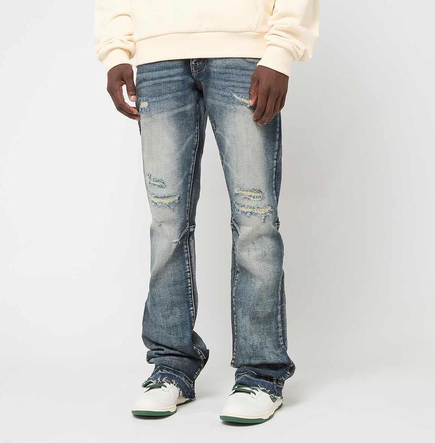 Smoke Rise Heavy Whisker Effect Jeans Men Spijkerbroeken blauw Kleding - Foto 3