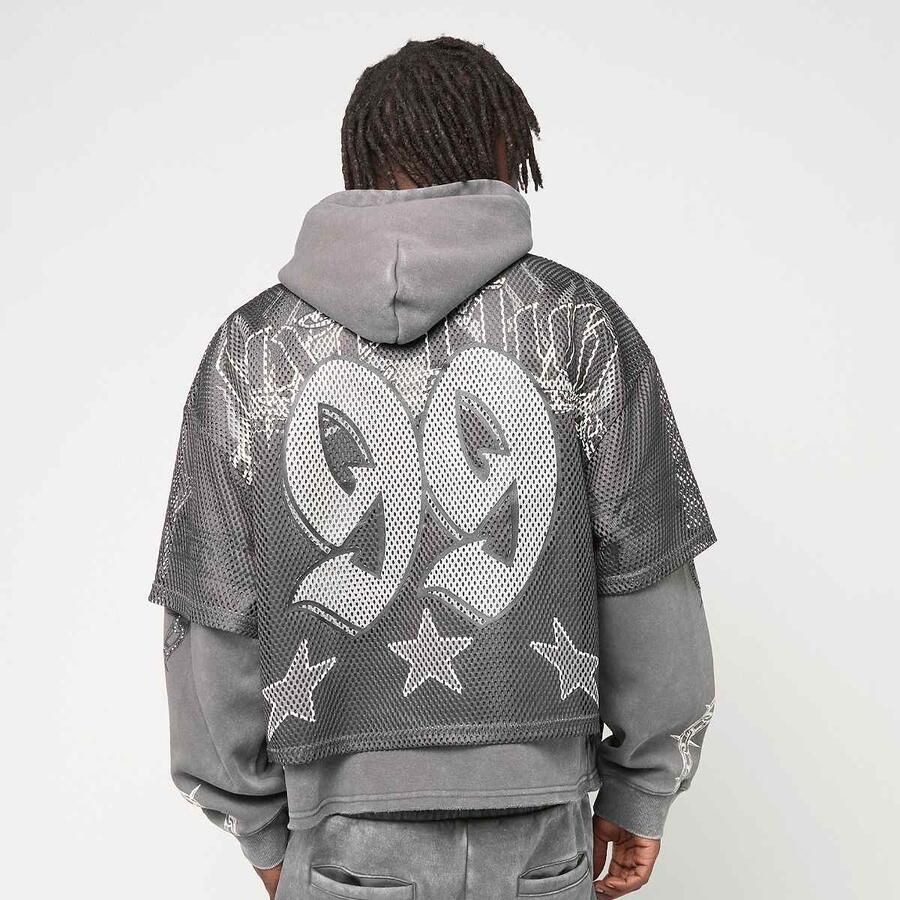 Smoke Rise Luxe Club Mesh 2-FER Hoodie Men Hoodies & Sweaters grijs Maat S Kleding