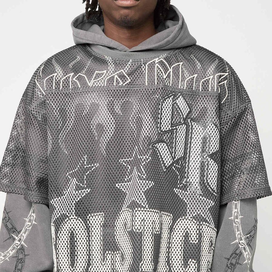 Smoke Rise Luxe Club Mesh 2-FER Hoodie Men Hoodies & Sweaters grijs Maat S Kleding - Foto 2