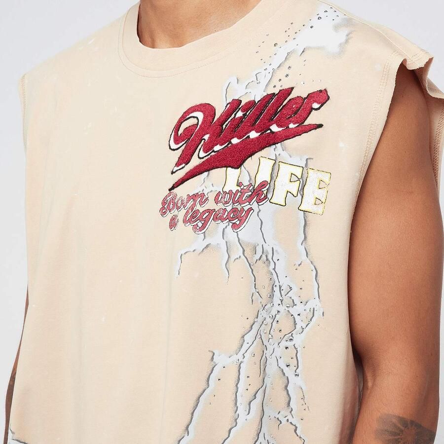 Smoke Rise Rhinestone Killer Life T-Shirt men Tanktops beige Maat XL Kleding - Foto 2