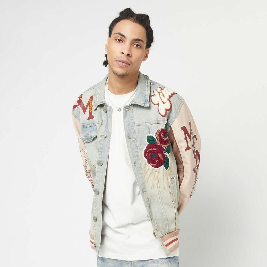 Smoke Rise Varsity Denim Jacket Men College jacks blauw Maat XS Kleding - Foto 3