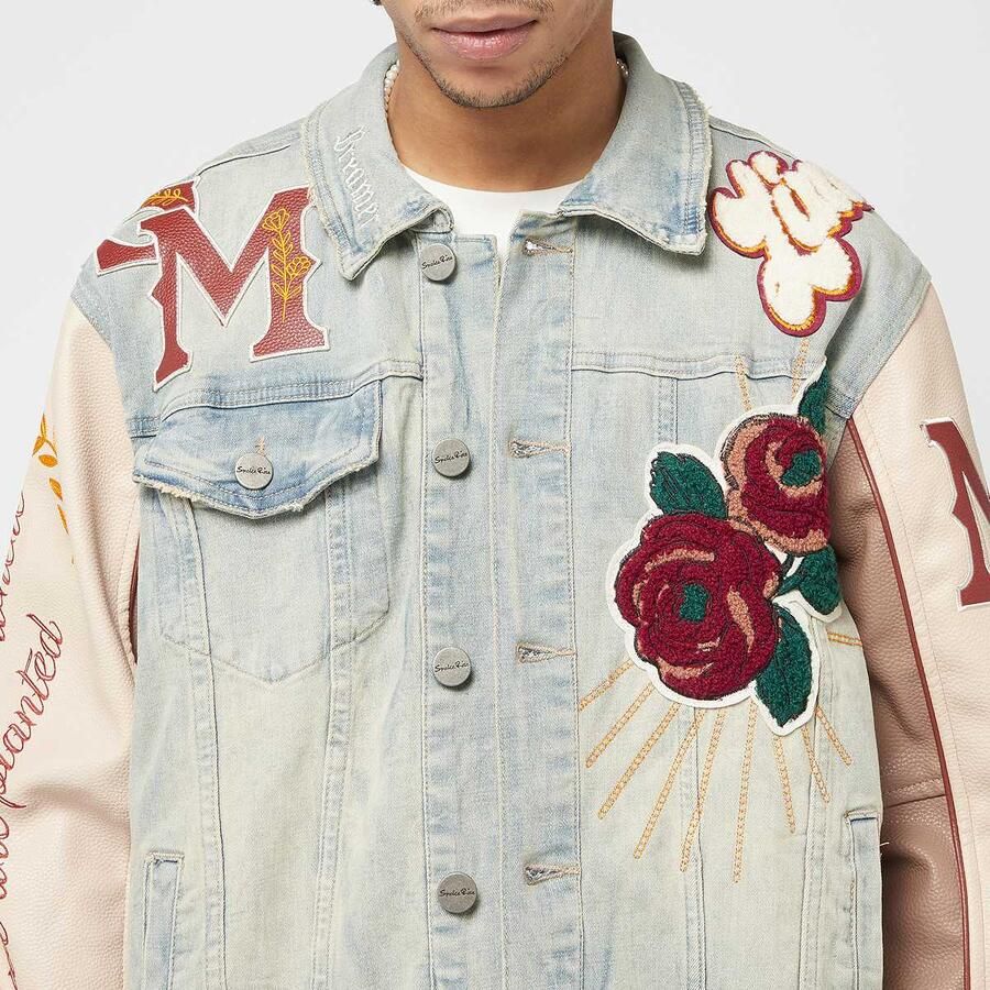 Smoke Rise Varsity Denim Jacket Men College jacks blauw Maat XS Kleding - Foto 2