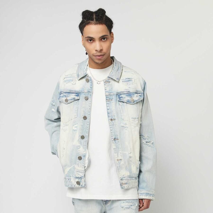 Smoke Rise Vintage Rip & Repair Denim Jacket Men Spijkerjassen blauw Maat XS Kleding - Foto 3