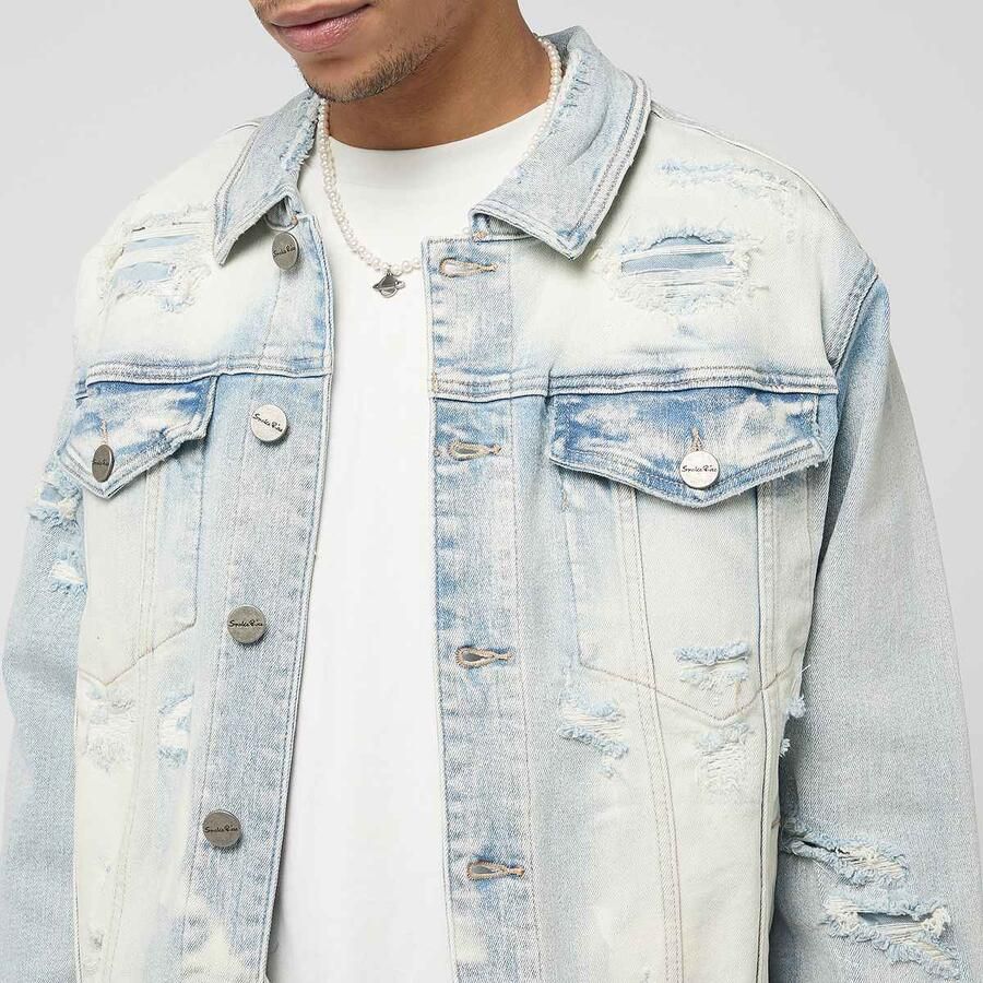 Smoke Rise Vintage Rip & Repair Denim Jacket Men Spijkerjassen blauw Maat XS Kleding - Foto 2