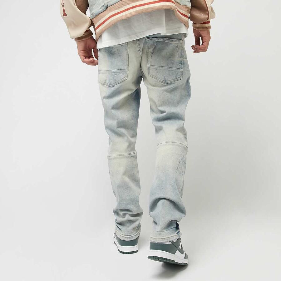 Smoke Rise Wave Effect Jeans Spijkerbroeken in blauw formaten: 30