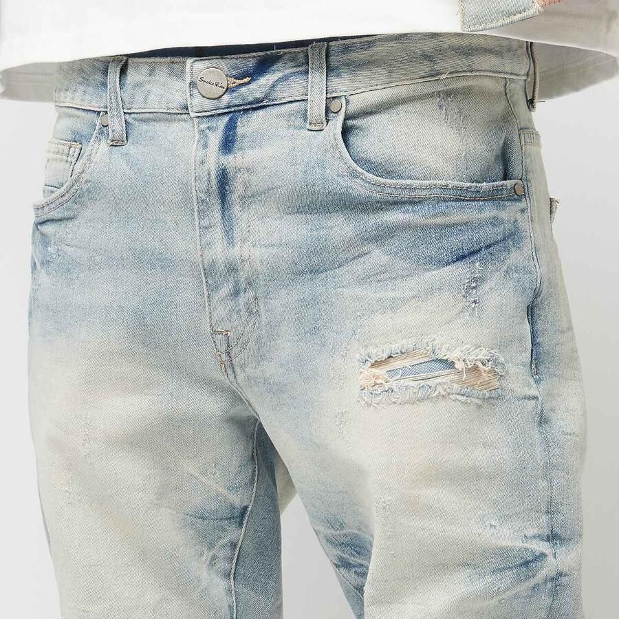 Smoke Rise Wave Effect Jeans Spijkerbroeken in blauw formaten: 30 - Foto 2