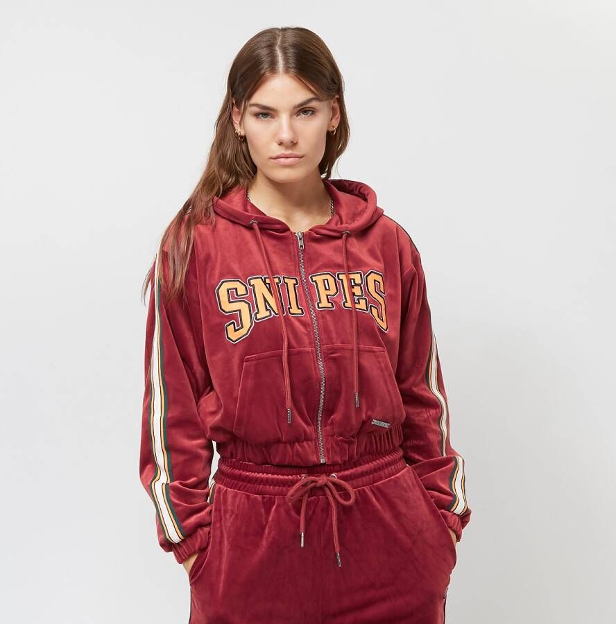 SNIPES College Logo Velours Track Jacket Hooded vesten Kleding dark red maat: L beschikbare maaten:XS S M L XL
