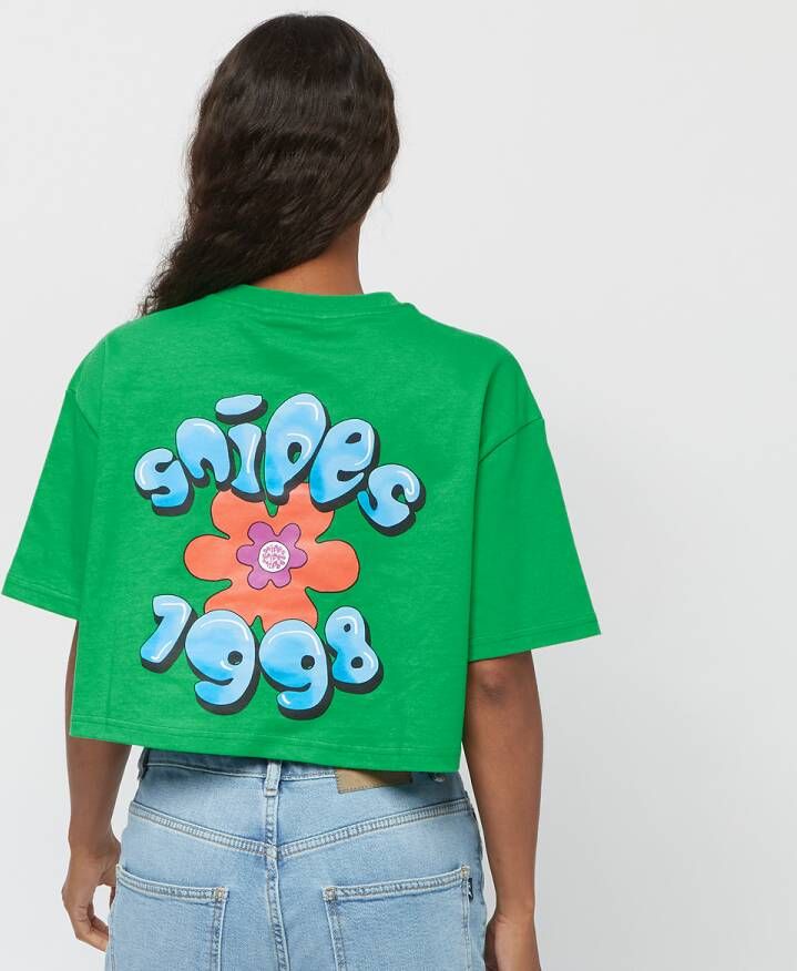 SNIPES Flower Cropped Oversized Tee T-shirts Kleding green maat: XS beschikbare maaten:XS L