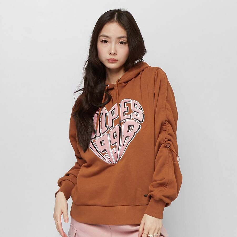 SNIPES Heart College Logo Cropped Ruched Hoodie Hoodies Kleding cognac maat: M beschikbare maaten:XS S M L