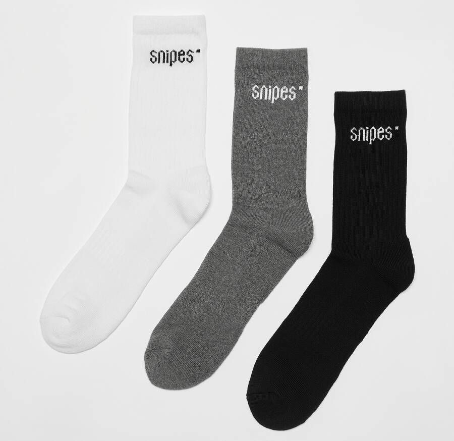 SNIPES Small Logo Essential Crew Socks (3 Pack) Lang Kleding black white grey maat: 39-42 beschikbare maaten:35-38 39-42 43-46