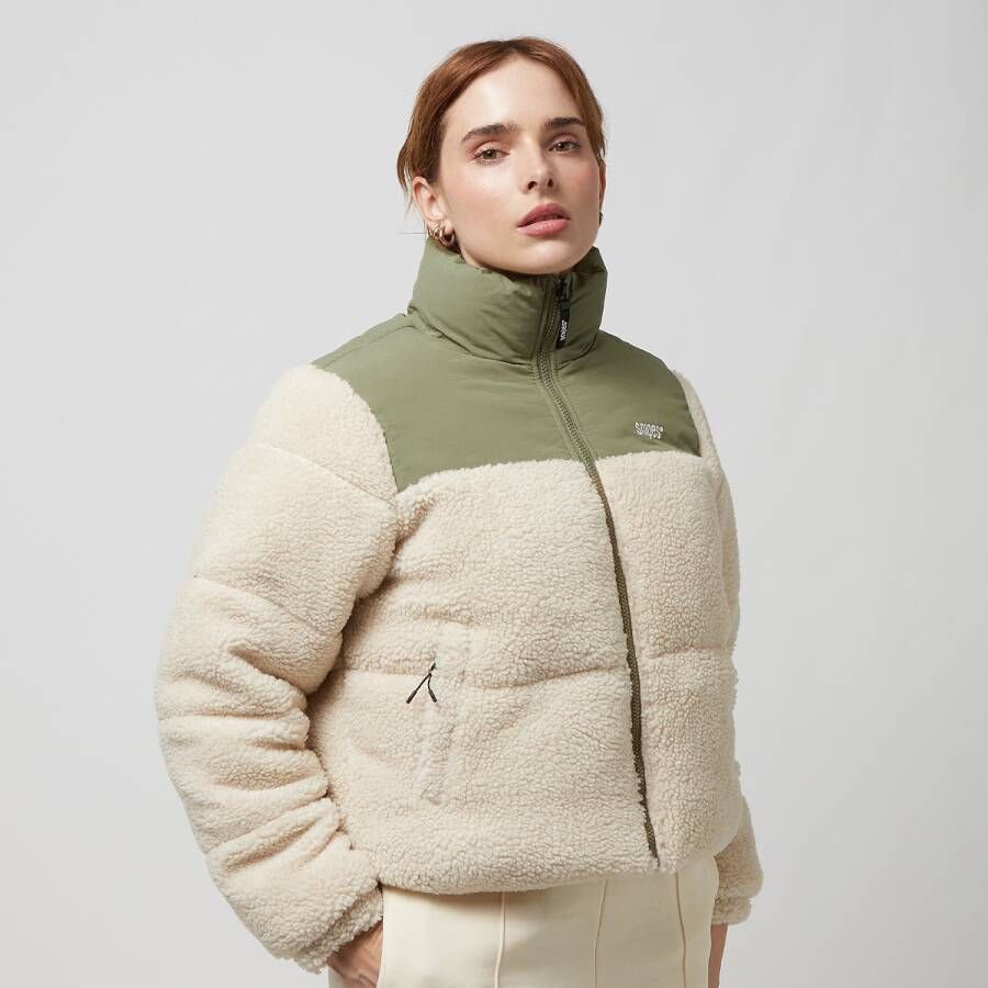 SNIPES Small Logo Sherpa Short Puffer Jacket Pufferjassen Kleding Sand Light Olive maat: M beschikbare maaten:XS S M L