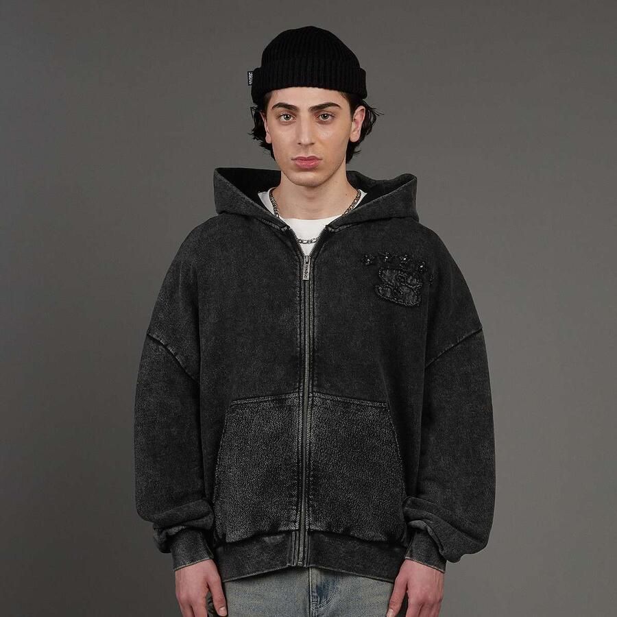 SNIPES S Emblem Inside Out Oversized Zip Hoodie Men Hoodies & Sweaters zwart Maat XS Kleding - Foto 3