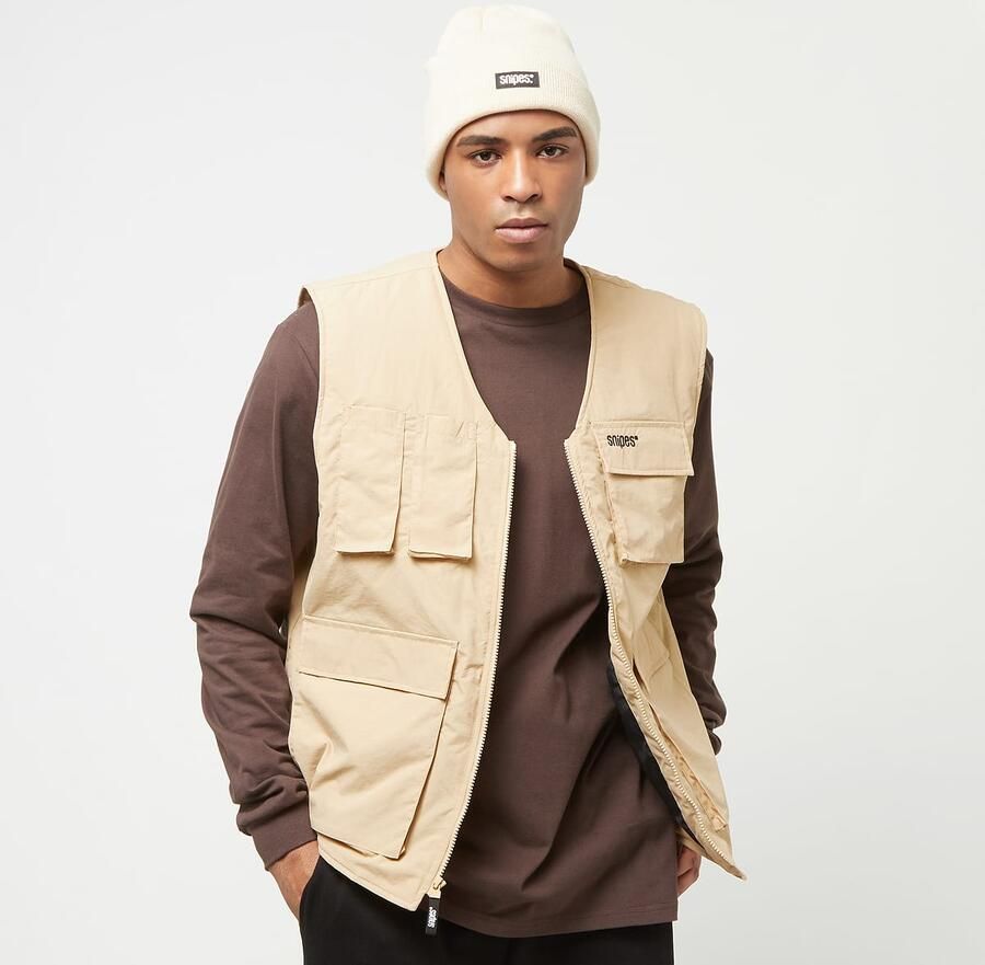 SNIPES Small Logo Multipocket Vest Bodywarmers Heren sand maat: XL beschikbare maaten:S M L XL - Foto 3