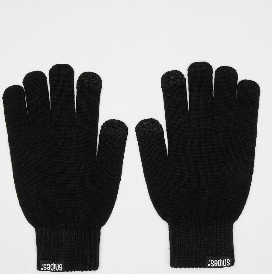 SNIPES Woven Basic Logo Knitted Gloves black Unisex Accessoires zwart Maat XS S - Foto 3