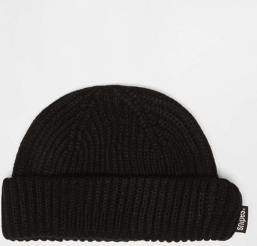 SNIPES Woven Flag Label Basic Fisher Beanie aubergine Unisex Mutsen zwart Maat ONE SIZE Accessoires - Foto 2