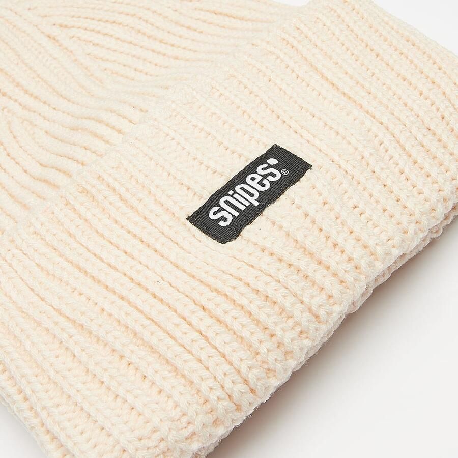 SNIPES Woven Logo Knit Beanie Wo Mutsen beige Maat ONE SIZE Accessoires