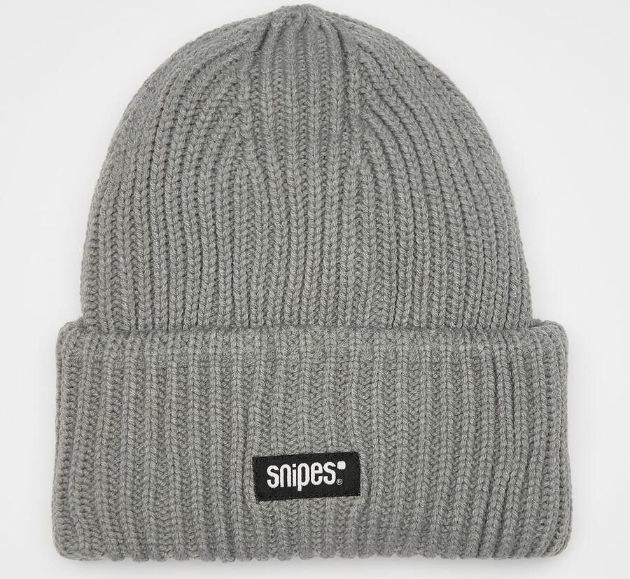 SNIPES Woven Logo Knit Beanie Wo Mutsen grijs Maat ONE SIZE Accessoires - Foto 2