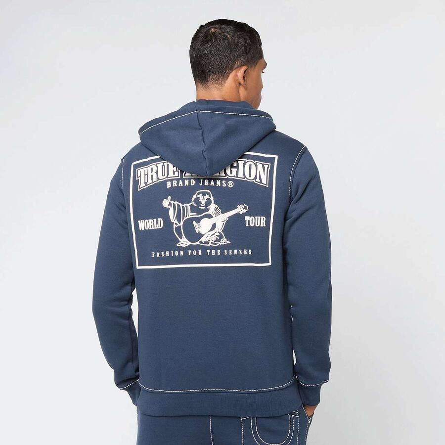 True Religion Big T Zip Up Hoodie Men Hoodies & Sweaters blauw Maat XL Kleding - Foto 3