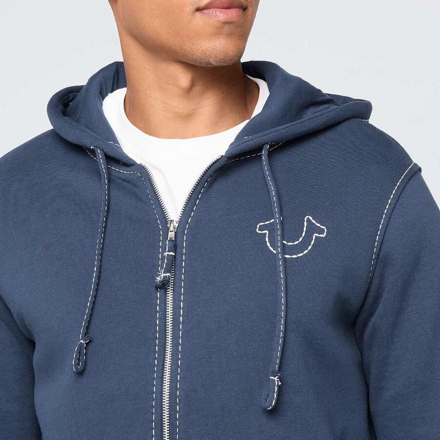 True Religion Big T Zip Up Hoodie Men Hoodies & Sweaters blauw Maat XL Kleding - Foto 2