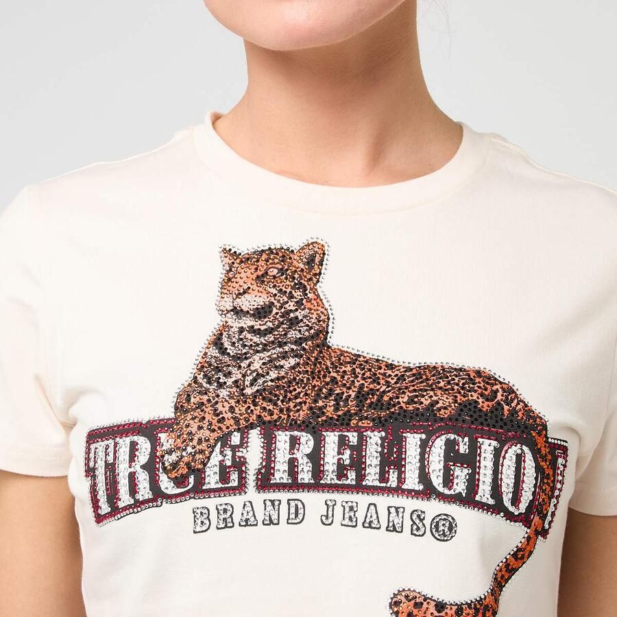 True Religion Crystal Leopard Baby Tee Wo T-Shirts & Polo's beige Maat XS Kleding - Foto 2