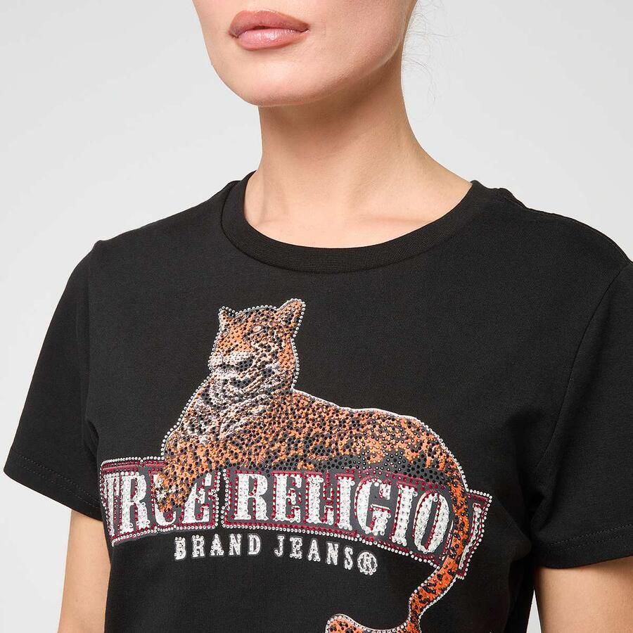 True Religion Crystal Leopard Baby Tee Wo T-Shirts & Polo's zwart Maat XS Kleding - Foto 2
