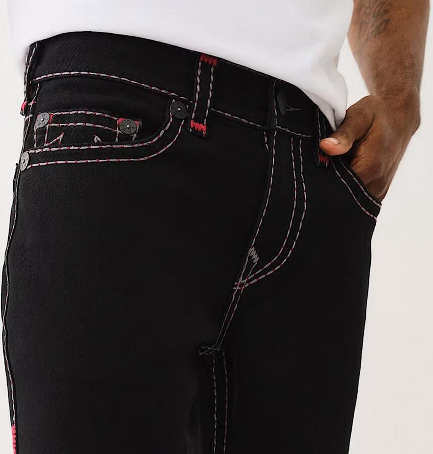 True Religion Ricky Super T Pick Stitch Straight Jeans Spijkerbroeken in zwart formaten: 34 - Foto 2