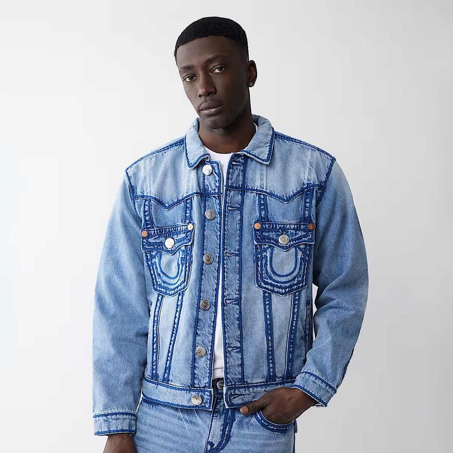 True Religion Rope Stitch Jimmy Jacket Men Spijkerjassen blauw Maat XL Kleding - Foto 3