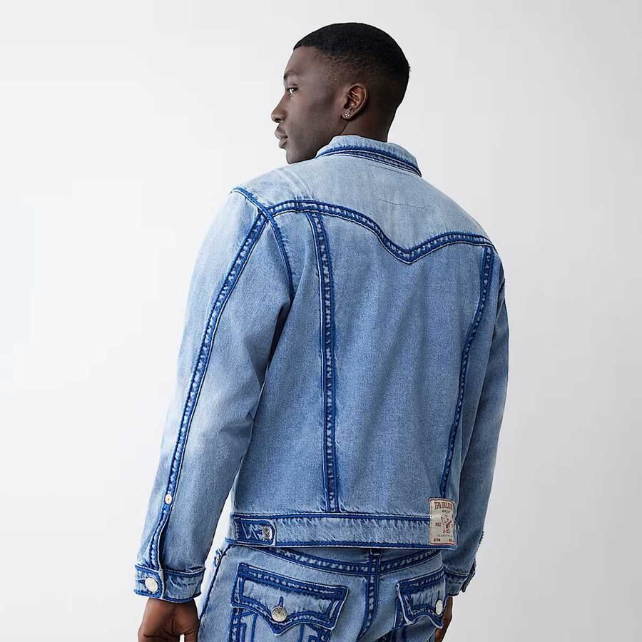 True Religion Rope Stitch Jimmy Jacket Men Spijkerjassen blauw Maat XL Kleding