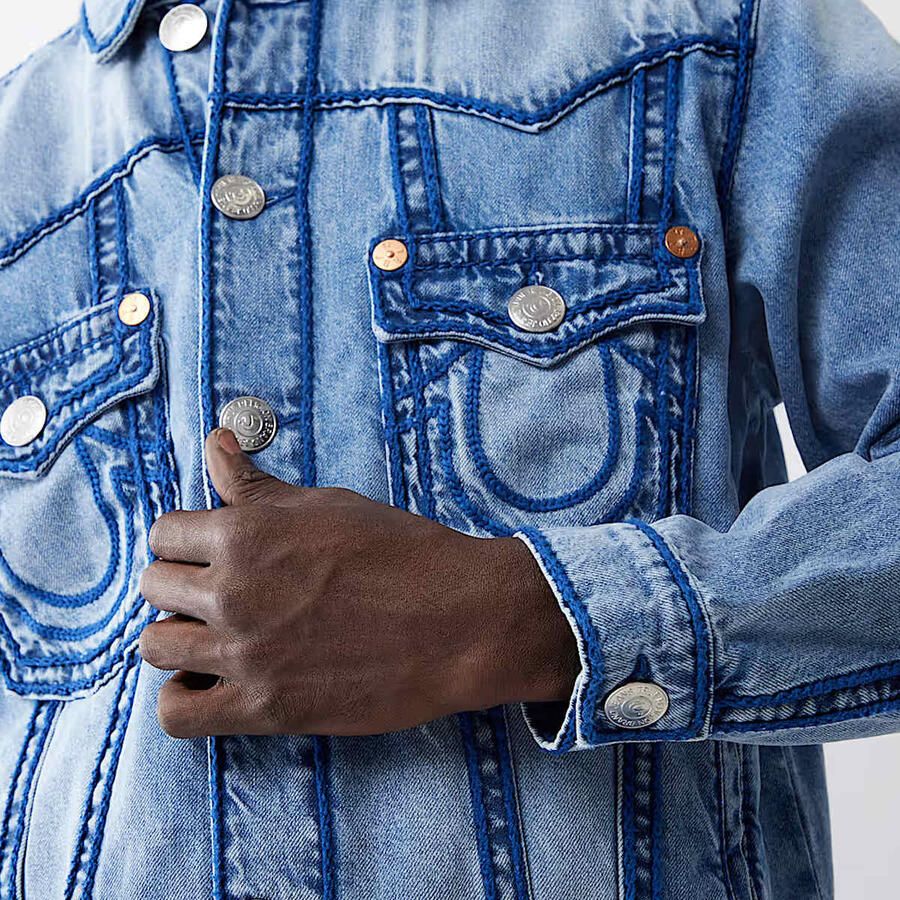 True Religion Rope Stitch Jimmy Jacket Men Spijkerjassen blauw Maat XL Kleding - Foto 2