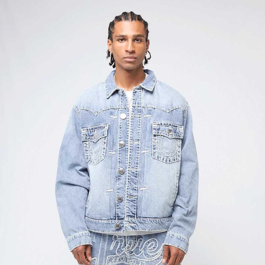 True Religion Super T Oversized Denim Jacket Men Spijkerjassen blauw Maat XL Kleding - Foto 3
