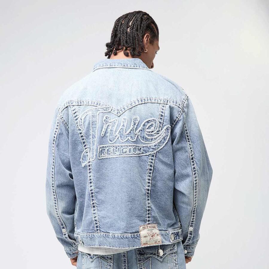 True Religion Super T Oversized Denim Jacket Men Spijkerjassen blauw Maat XL Kleding