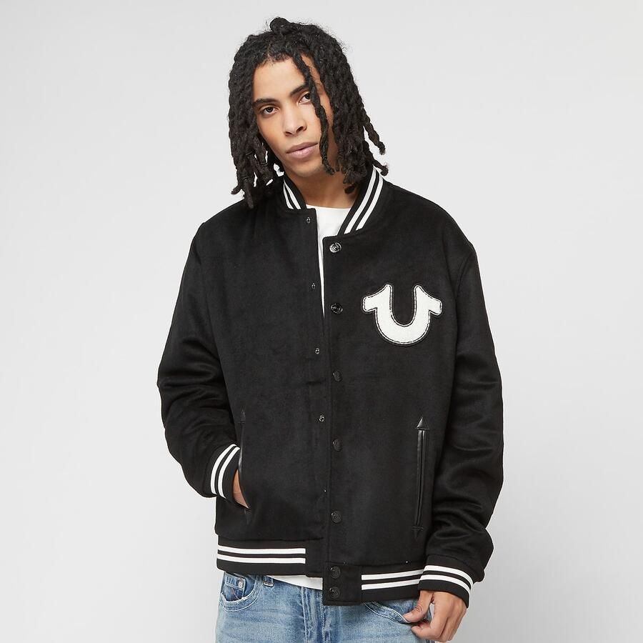 True Religion Wool Western Bomber Jacket Men College jacks zwart Maat S Kleding - Foto 3