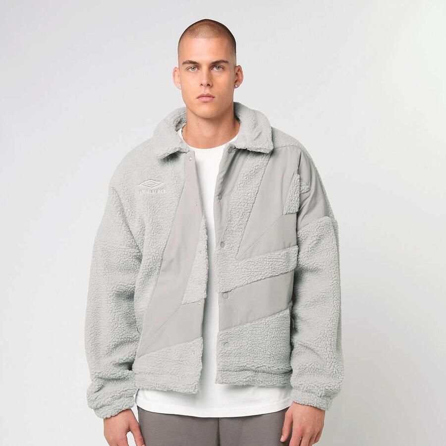 Umbro Fleece Coach Jacket Men Trainingspakken grijs Maat XL Kleding - Foto 3