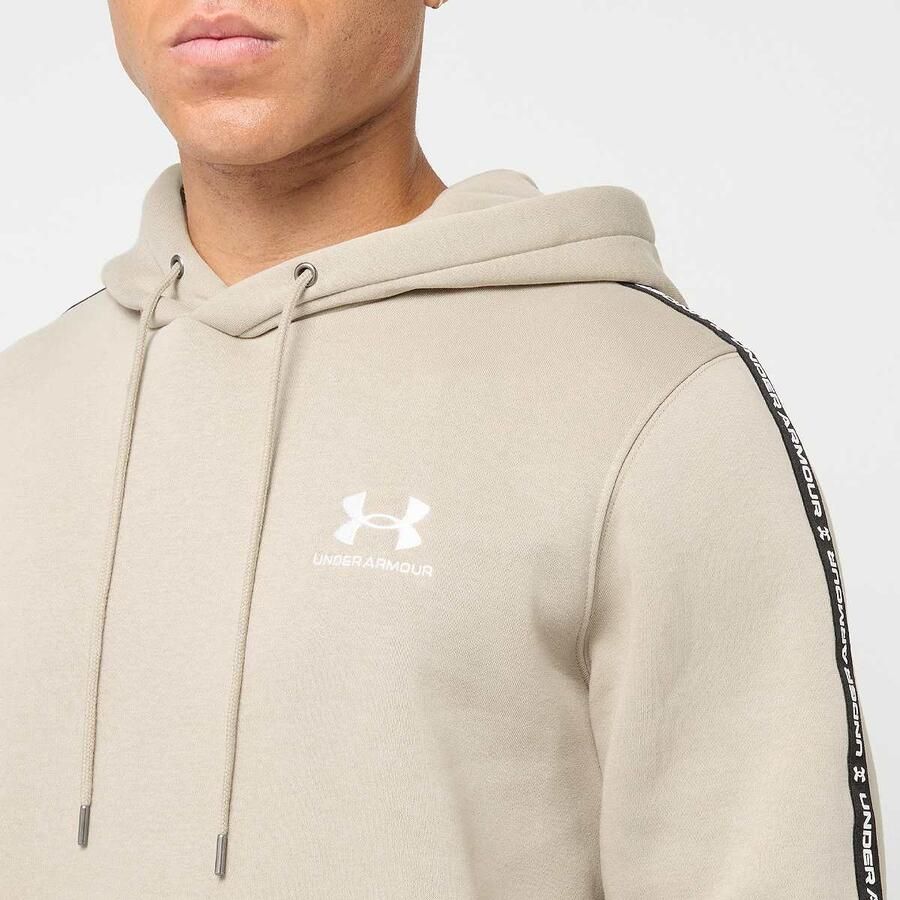 Under Armour Icon Fleece Hoodie Taping Men Hoodies & Sweaters beige Maat XL Kleding