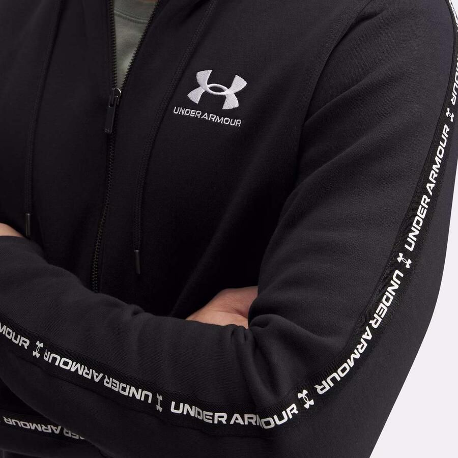 Under Armour UA Icon Fleece FZ Taping black Men Hoodies & Sweaters zwart Maat XL Kleding