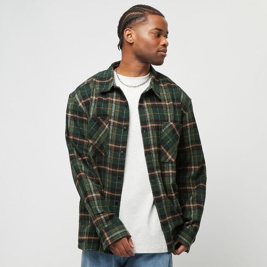 Urban Classics Boxy Fane Check Shirt Lange mouwen Kleding bottlegreen orange maat: XL beschikbare maaten:S M L XL - Foto 3