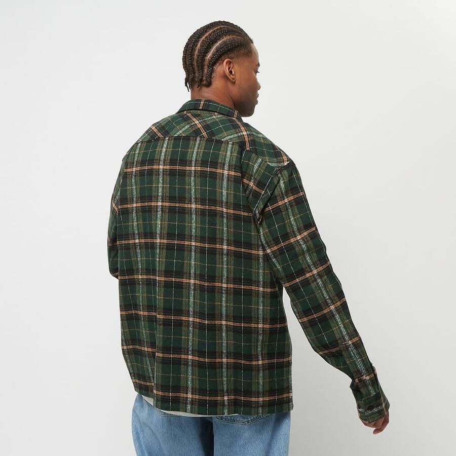 Urban Classics Boxy Fane Check Shirt Lange mouwen Kleding bottlegreen orange maat: XL beschikbare maaten:S M L XL