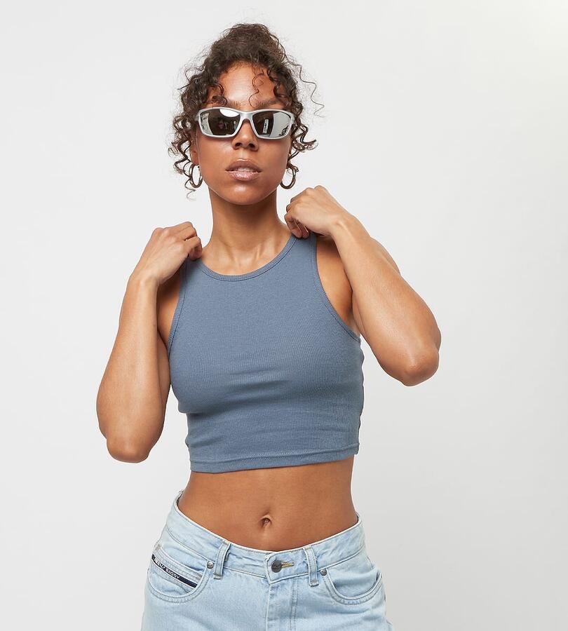 Urban Classics Ladies Cropped Rib Top Tops Dames vintageblue maat: S beschikbare maaten:S - Foto 3