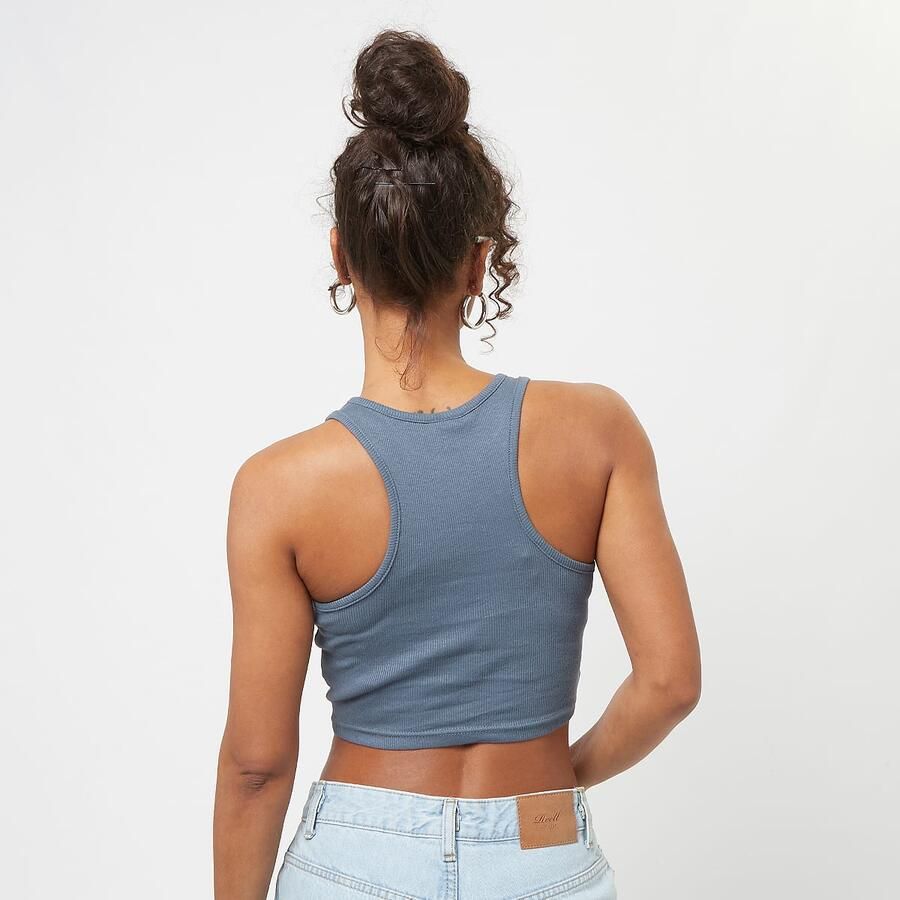 Urban Classics Ladies Cropped Rib Top Tops Dames vintageblue maat: S beschikbare maaten:S