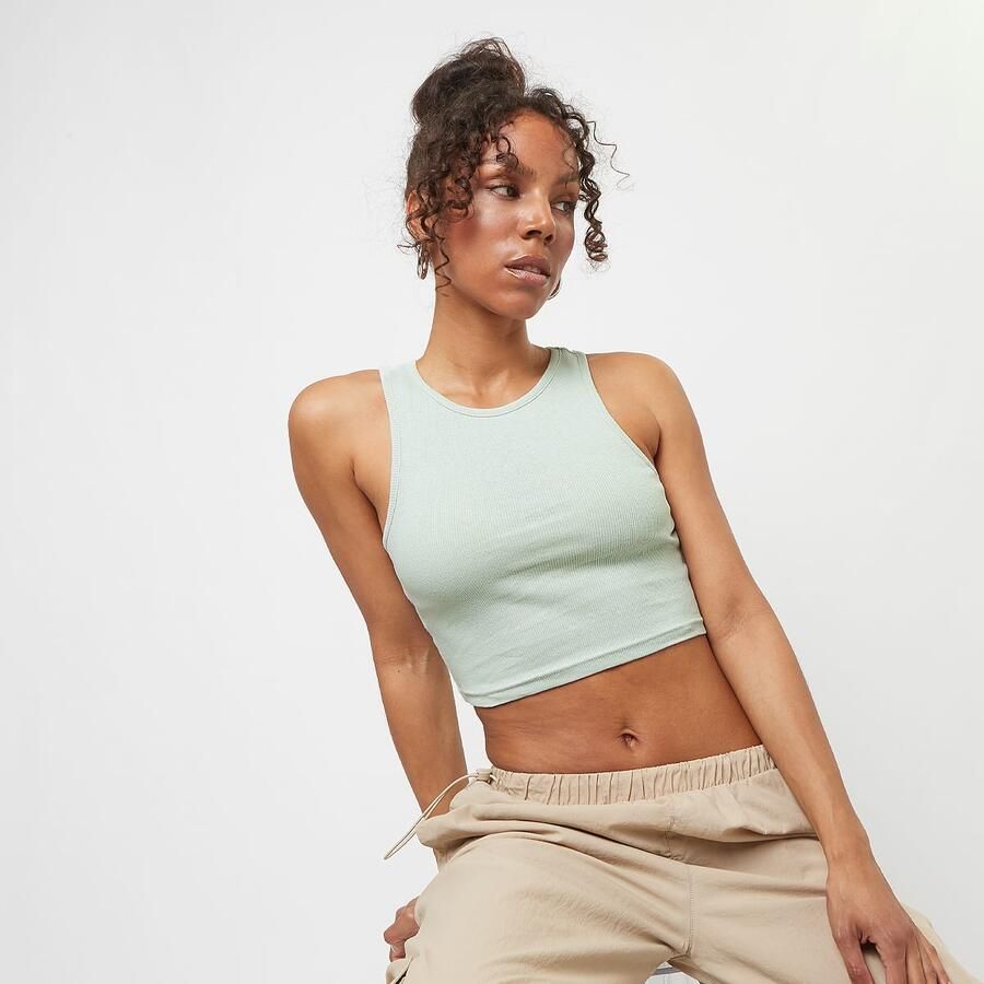 Urban Classics Ladies Cropped Rib Top Tops Dames frostmint maat: S beschikbare maaten:S - Foto 3