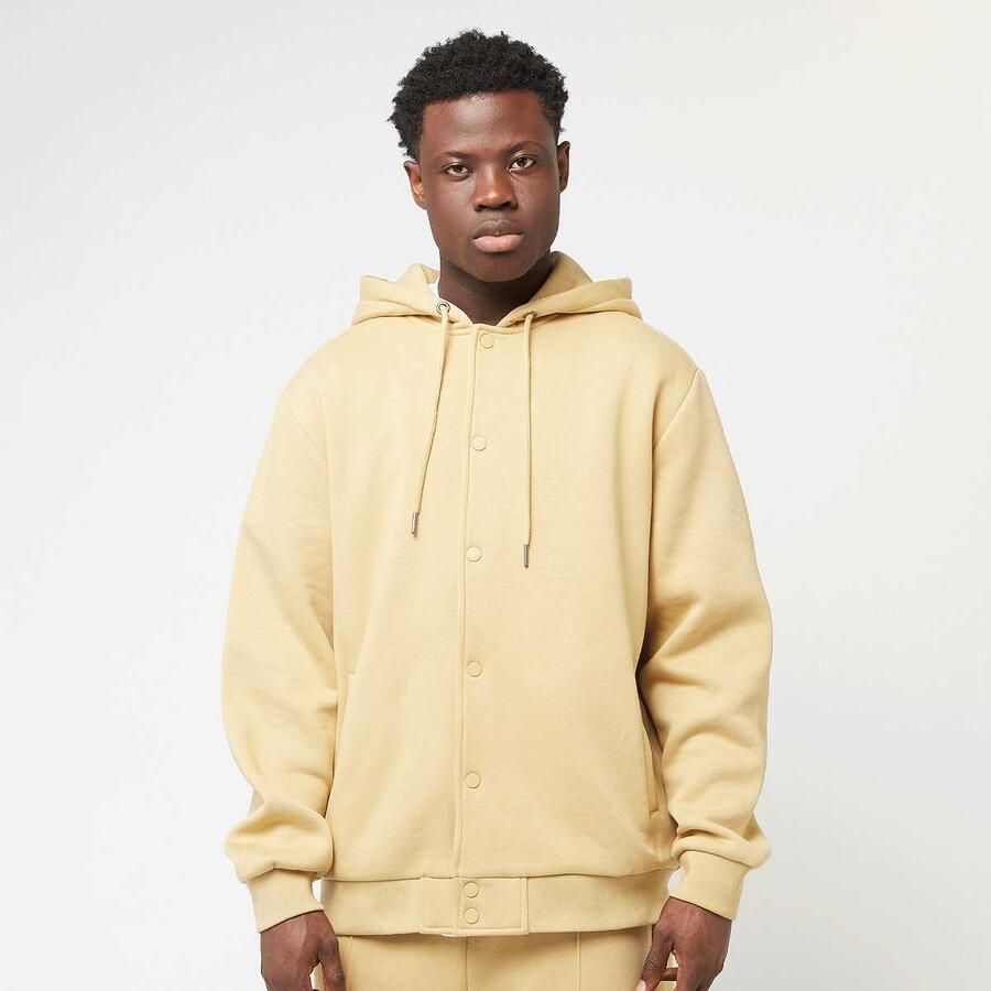 Urban Classics Fluffy Fleece Hoodjacket Men College jacks beige Maat XXL Kleding