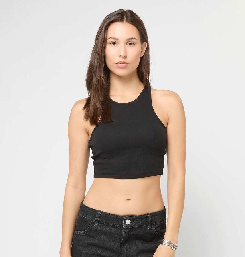 Urban Classics Ladies Cropped Rib Top Women Tops zwart Maat XS Kleding - Foto 3