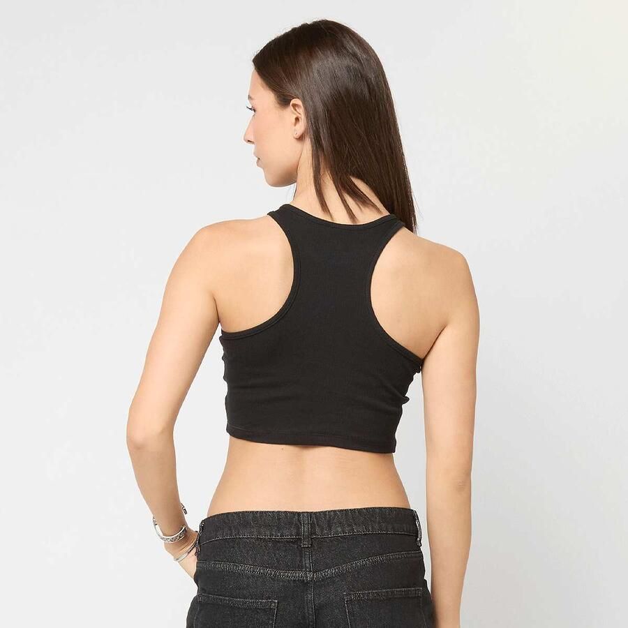 Urban Classics Ladies Cropped Rib Top Women Tops zwart Maat XS Kleding