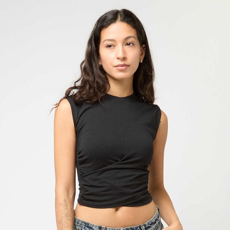 Urban Classics Ladies Cropped Wrapped Top Women Tops zwart Maat XS Kleding - Foto 3