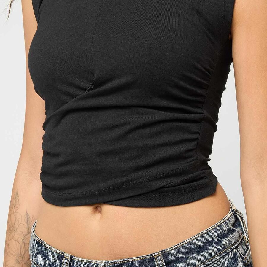 Urban Classics Ladies Cropped Wrapped Top Women Tops zwart Maat XS Kleding - Foto 2
