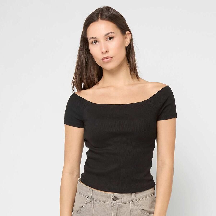 Urban Classics Ladies Off Shoulder Rib Tee Women T-Shirts & Polo's zwart Maat XS Kleding - Foto 3