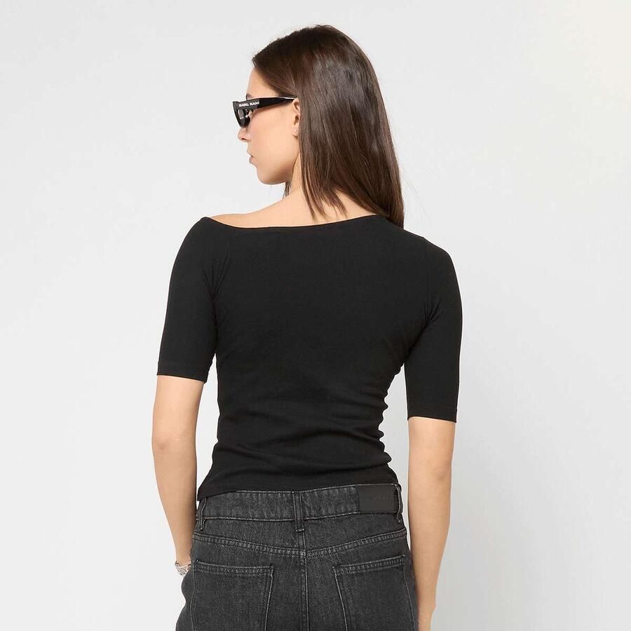 Urban Classics Ladies Organic Asymmetric Rib Tee Women T-Shirts & Polo's zwart Maat XS Kleding