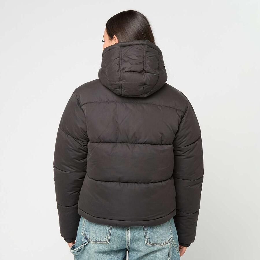 Urban Classics Ladies Peached Puffer Jacket With Hood Women jackets zwart Maat XS Kleding